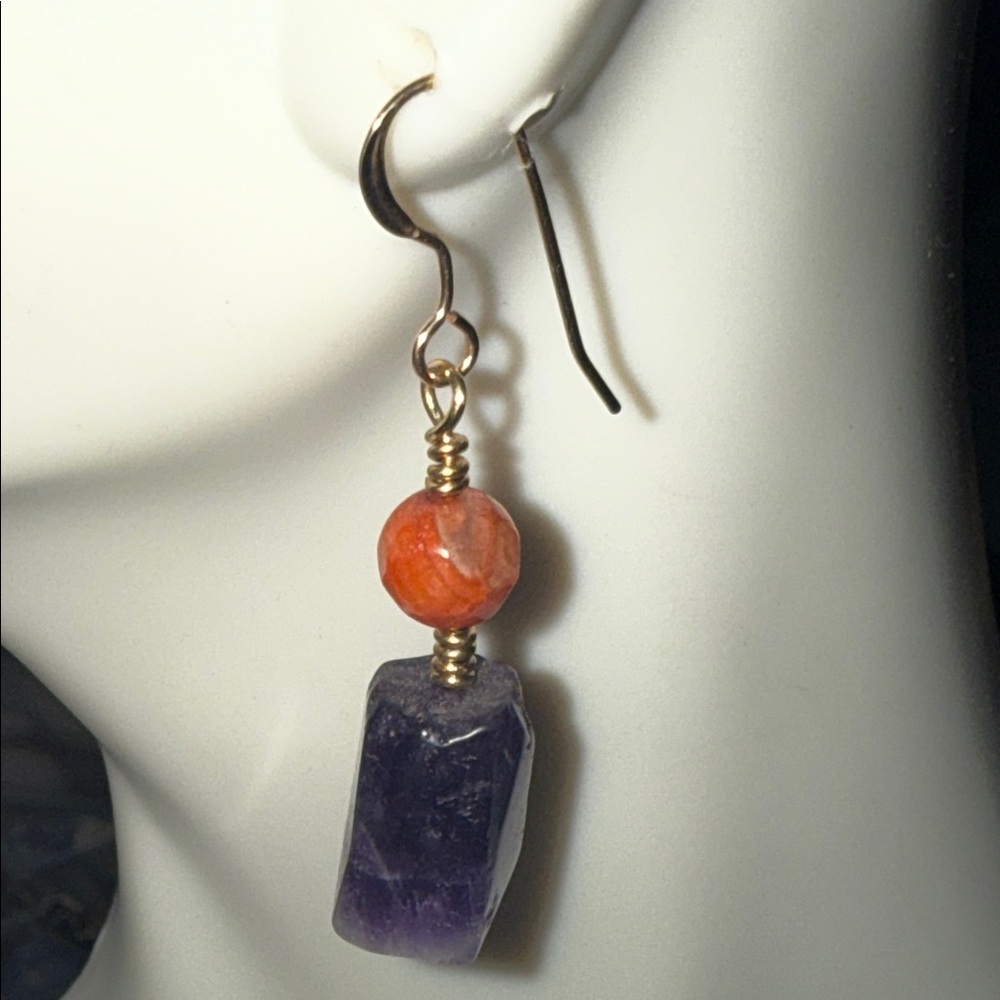 Elegant 14k Gold Filled Natural Stone Handmade Drop Earrings